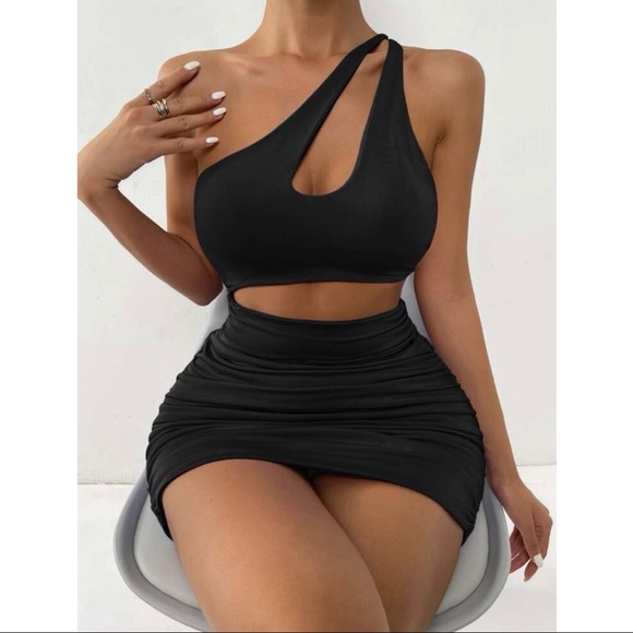 SHEIN Dresses & Skirts - SHEIN One Shoulder Cut Out Ruched Bodycon Dress
